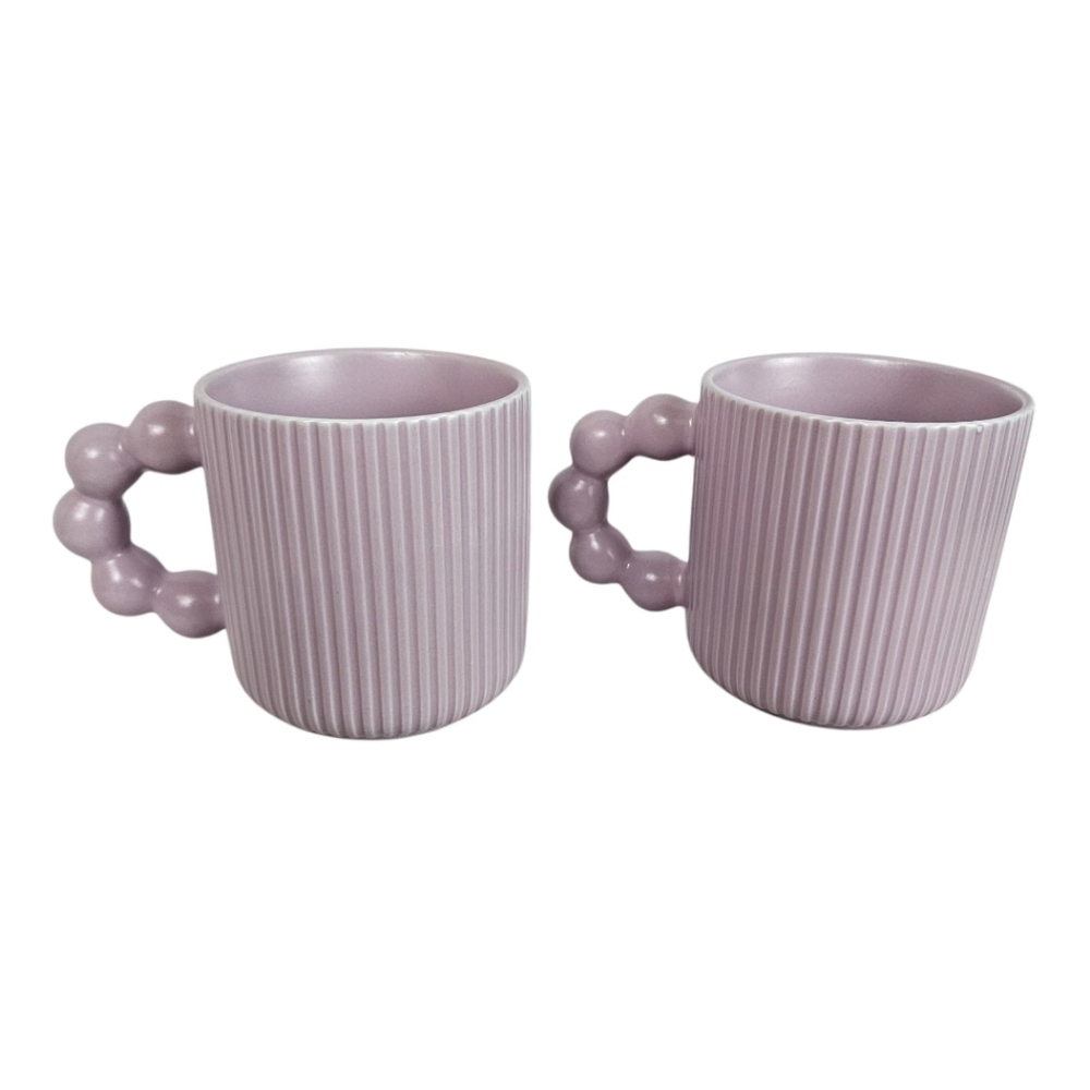 Cure Purple Bubble Handle Ceramic Mug Set​​​​